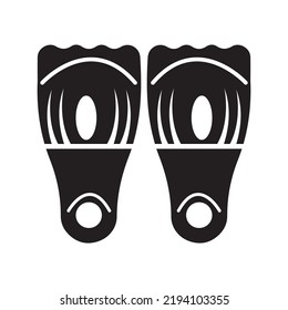 Diving fins equipments flippers icon | Black Vector illustration |