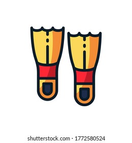 Diving fins filled outline icons. Vector illustration. Editable stroke. Isolated icon suitable for web, infographics, interface and apps.