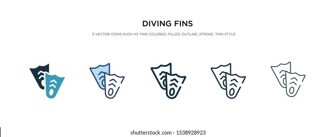 diving fins icon in different style vector illustration. two colored and black diving fins vector icons designed in filled, outline, line and stroke style can be used for web, mobile, ui