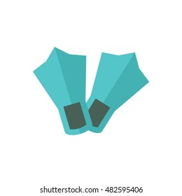 Diving fins icon in flat color style. Sea sport scuba footwear