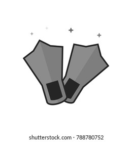 Diving fins icon in flat outlined grayscale style. Vector illustration.