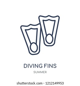 Diving fins icon. Diving fins linear symbol design from Summer collection. Simple outline element vector illustration on white background.