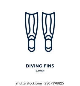 diving fins icon from summer collection. Thin linear diving fins, fin, water outline icon isolated on white background. Line vector diving fins sign, symbol for web and mobile