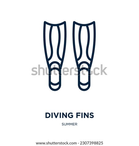 diving fins icon from summer collection. Thin linear diving fins, fin, water outline icon isolated on white background. Line vector diving fins sign, symbol for web and mobile ストックフォト © 