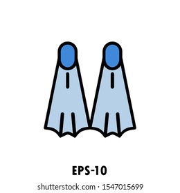 diving fins Icon - swimming fins icon vector simple design