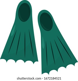 Diving fins, illustration, vector on white background.