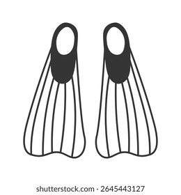 Ilustração de Barbatanas de Mergulho. Esboço vetorial de nadadeiras para modelos de mergulho ou snorkeling.