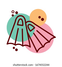 diving fins line and color style icon vector illustration design