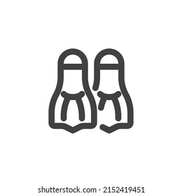 Diving Fins line icon. linear style sign for mobile concept and web design. Swim Training Fins outline vector icon. Symbol, logo illustration. Vector graphics