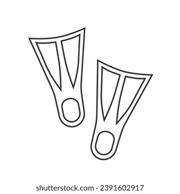 Diving fins line icon. Underwater equipment simple solid and line illustrations. Summer beach element. Swimming flippers flat sign vector