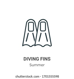 Diving fins outline vector icon. Thin line black diving fins icon, flat vector simple element illustration from editable summer concept isolated stroke on white background