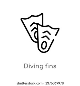 diving fins vector line icon. Simple element illustration. diving fins outline icon from summer concept. Can be used for web and mobile