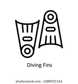 Diving Fins  vector  outline Design illustration. Symbol on White background EPS 10 File 