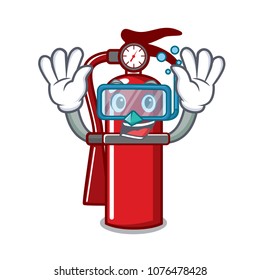 Diving fire extinguisher character cartoon