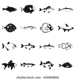 Diving fish icons set. Simple illustration of diving fish vector icons isolated on white background
