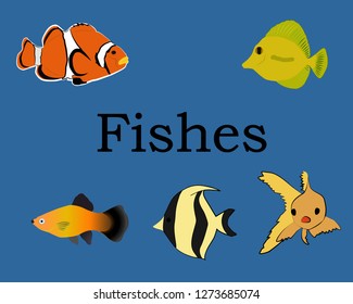 diving fishes, vector illustration