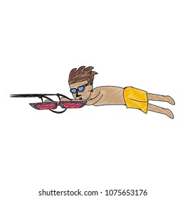 Diving fishing Water sport scribble