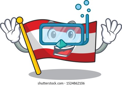 Diving flag austria flying at cartoon pole