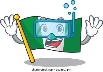 Diving flag nigeria isolated in the character