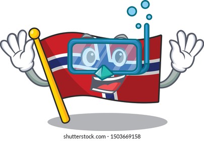 Diving flag norway isolated in the mascot