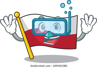 Diving flag poland hoisted on mascot pole