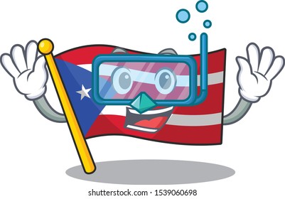 Diving flag puerto rico with the character