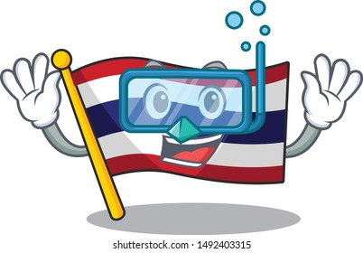 Diving flag thailand isolated with the character