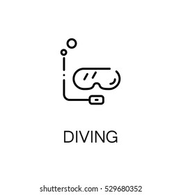 Diving flat icon. Single high quality outline symbol of summer for web design or mobile app. Thin line signs of diving for design logo, visit card, etc. Outline pictogram of diving mask