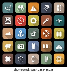 Diving flat icons with long shadow, stock vetor