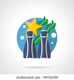 Diving flippers, detailed flat icon