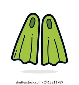 Diving flippers doodle icon. Flat design style. Vector illustration.