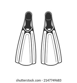 Tauchflipper im flachen Stil. Schwimmen Flippers einzeln auf weißem Hintergrund. Konzept der Tauchausrüstung Vektorgrafik EPS10.