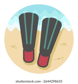 Ícone de vetor plano de nadadeiras de mergulho. Sinal de verão. Símbolo gráfico para site de viagens e turismo e design de aplicativos, logotipo, aplicativo, UI
