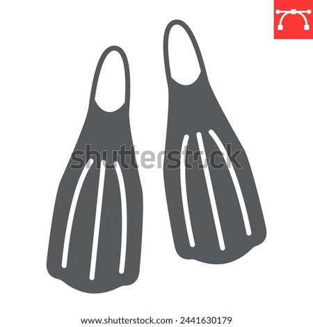 Diving flippers glyph icon, summer and snorkeling, diving fins vector icon, vector graphics, editable stroke solid sign, eps 10.