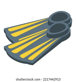 Diving flippers icon isometric vector. Underwater diver. Jump deep