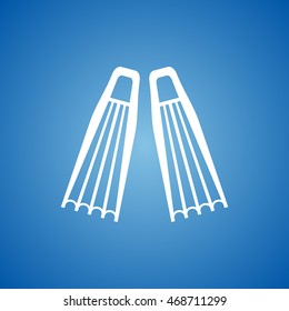 Diving Flippers Icon on blue color.