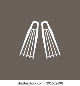 Diving Flippers Icon on Dark Gray Color. Eps-10. 