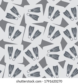 Diving flippers icon. Seamless gray background. Vector illustration

