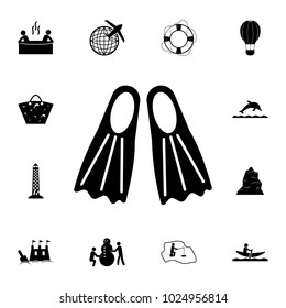 Diving flippers icon. Set of tourism icons. Signs of collection, simple icons for websites, web design, mobile app, info graphics on white background