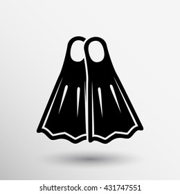 Diving flippers icon travel equipment object diver sea water adventure on white background.