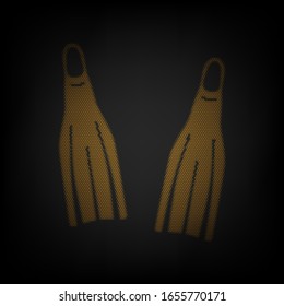 Diving flippers sign. Icon as grid of small orange light bulb in darkness. Illustration.