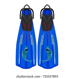 Diving flippers vector illustration isolated on white background. Flat style design.