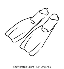 diving flippers , vector sketch illustration 