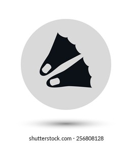 Diving flippers web flat camping icon illustration, black vector symbol