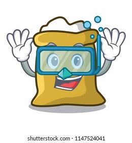 Diving flour character cartoon style