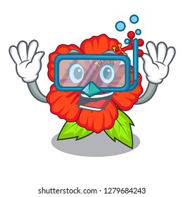 Diving flower hambiscus in a cartoon pot