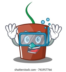 Diving flower pot character cartoon