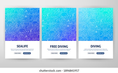 Diving Flyer Concepts. Vector Illustration of Outline Design.