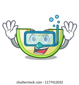 Diving fresh melon slice in the frezeer cartoon