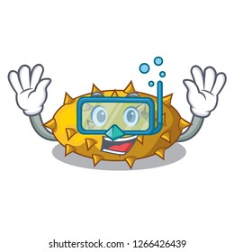 Diving fruit Kiwano the isolated on mascot